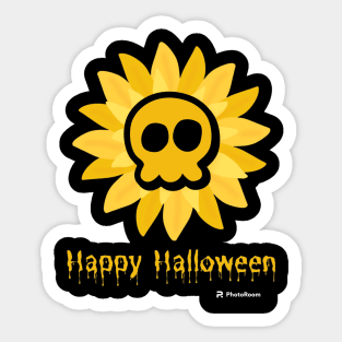 Happy Halloween Sunflower&Skull Sticker